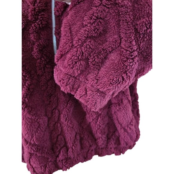 No Boundaries Burgundy Fuzzy Hoodie Jacket boho cottagecore peasant warm soft - Picture 2 of 7